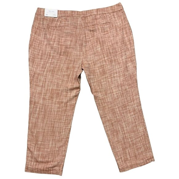 Cj Banks Womens Relaxed Fit High-Rise Trousers Rusty Plaid Pleated Size 24W NEW - Picture 2 of 16